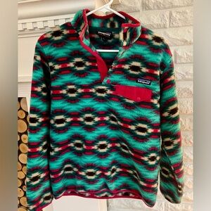 Patagonia Synchilla Teal and Red Fleece size small
